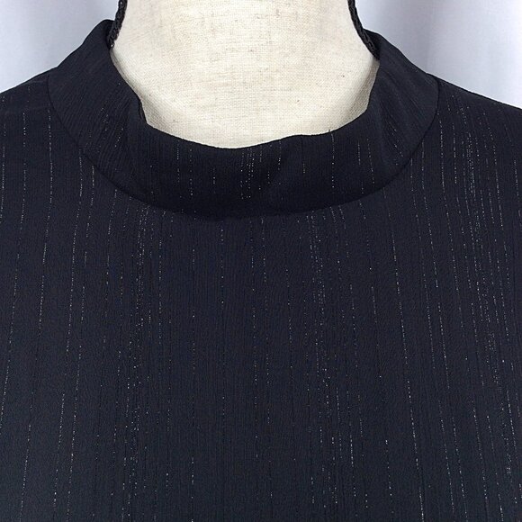 BCBG Paris Sheered Long Sleeve Dress Womens Size XXL Black Metallic Ruffle MIni - Picture 10 of 15